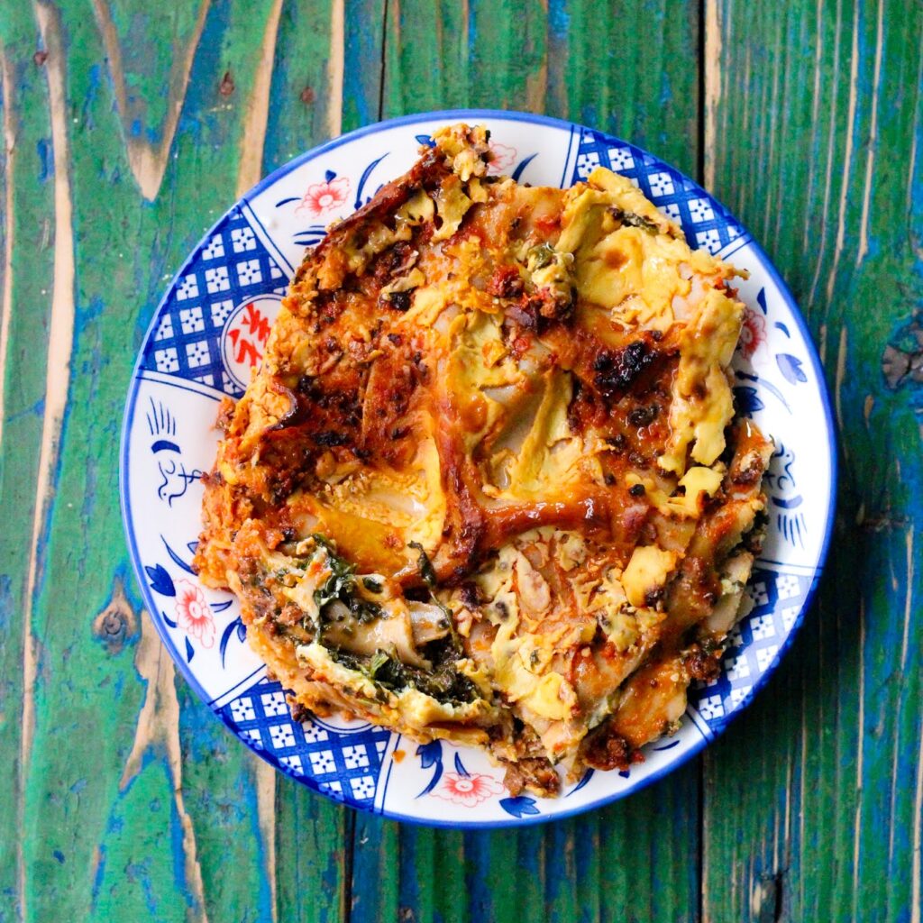Lasagne met spinazie en vegan gehakt